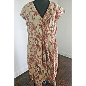 Women's TOMMY HILFIGER Faux Wrap Front Cotton Dress Cap Sleeve V-Neck Size XL